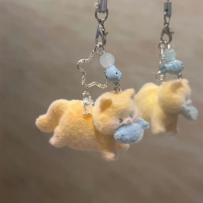 Phone Accessories Design - Chaveiro de pelúcia fofo de gato,